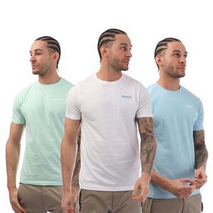 Bench Mens Stanille Logo T-Shirt (Pack of 3) / White/Blue/Green